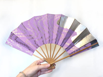 Foldable Japanese paper hand fan with color gradients - different colors available