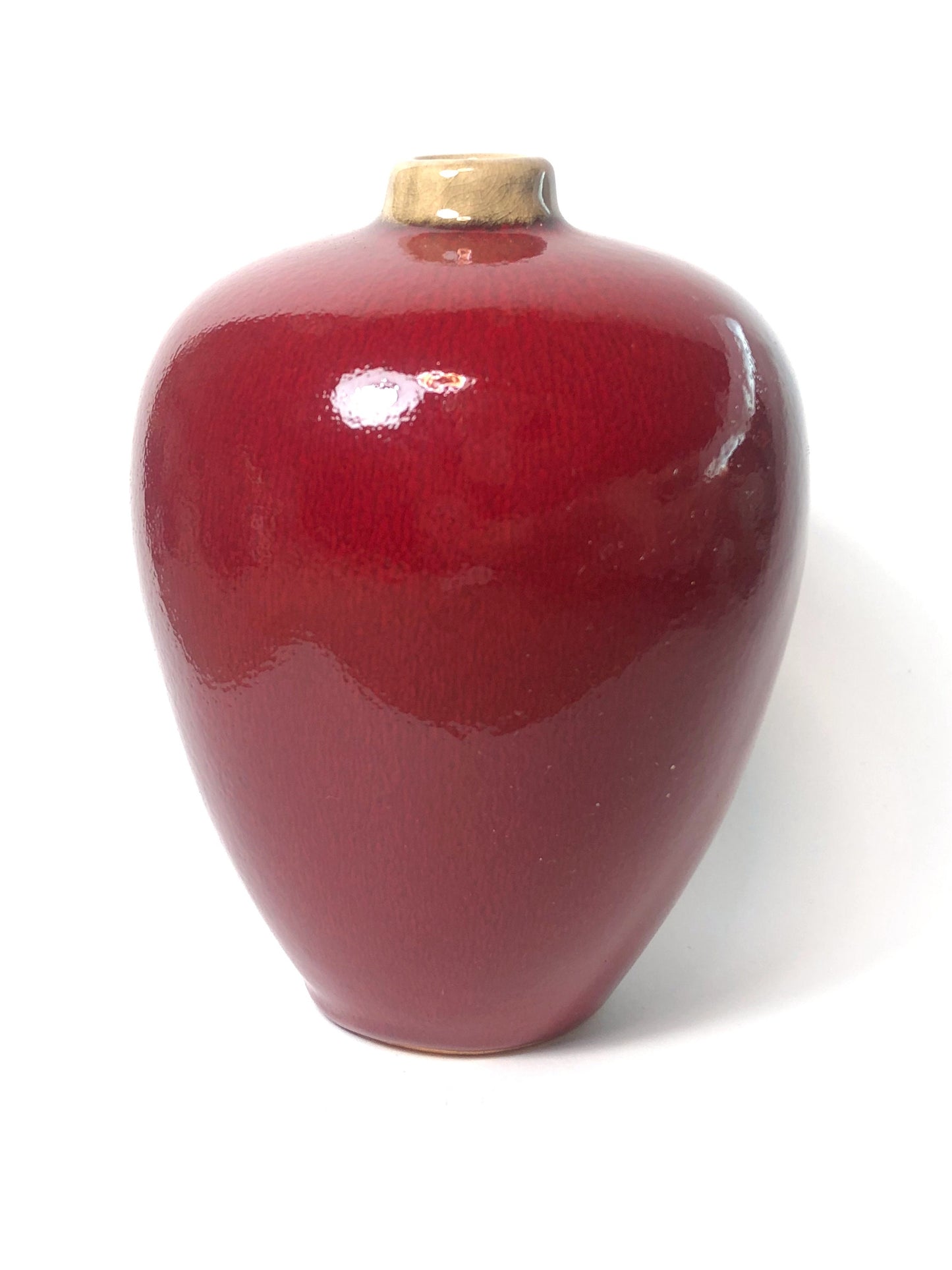 Japanese single bud vase - blood-red glaze "Keizan"