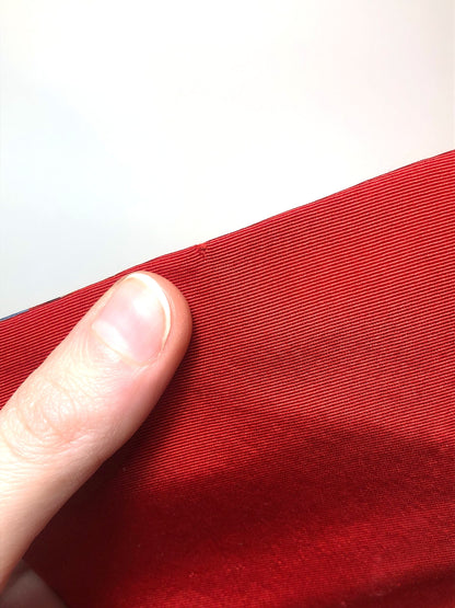 Simple Japanese silk hanhaba obi - deep red with colorful stripes