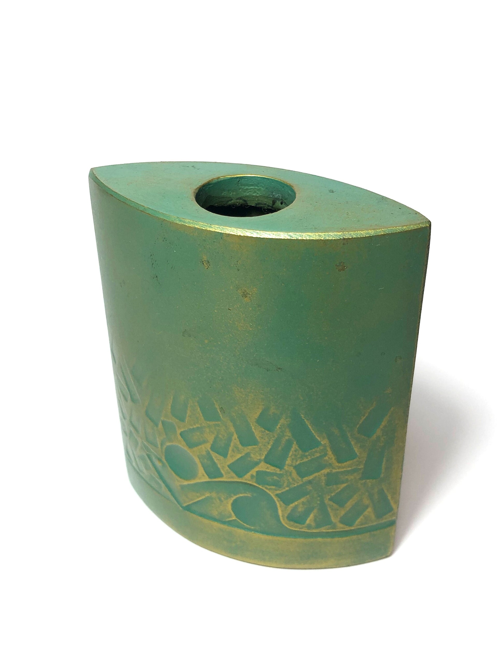 Japanese iron cast single bud vase - zodiac mouse