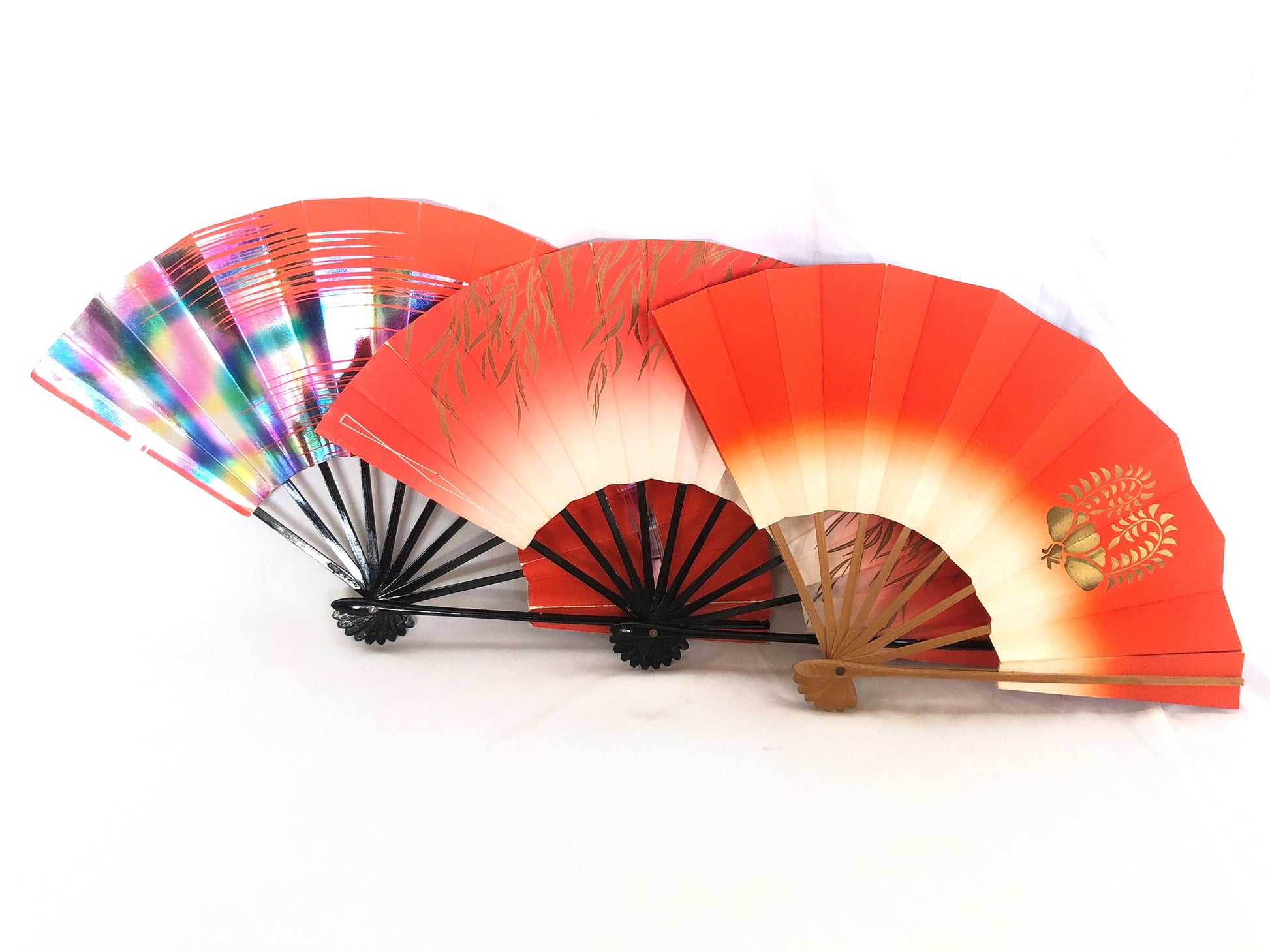 Foldable Japanese paper hand fan with color gradients - different colors available