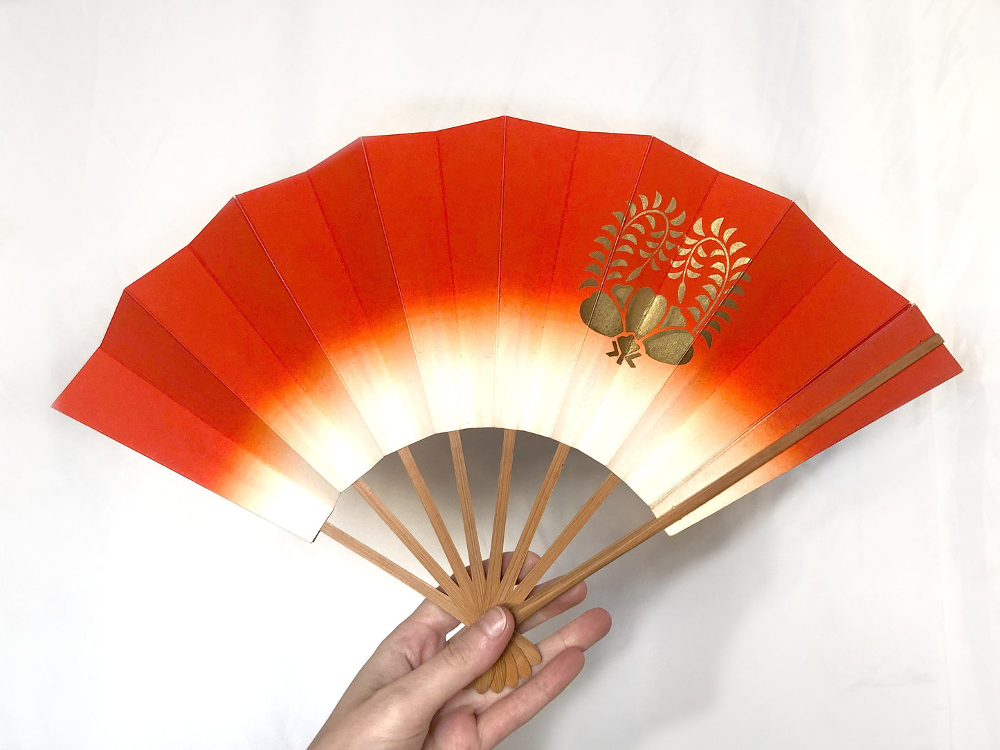 Foldable Japanese paper hand fan with color gradients - different colors available