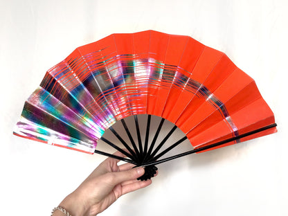 Foldable Japanese paper hand fan with color gradients - different colors available