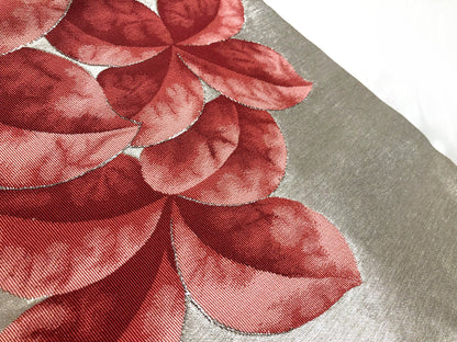 Elegant Nagoya obi - metallic silver with bright pink florals