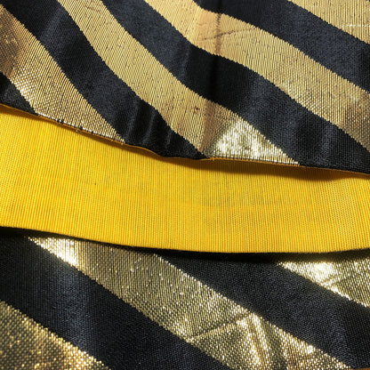 Reversible hanhaba obi - black and metallic stripes