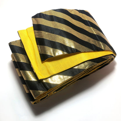 Reversible hanhaba obi - black and metallic stripes