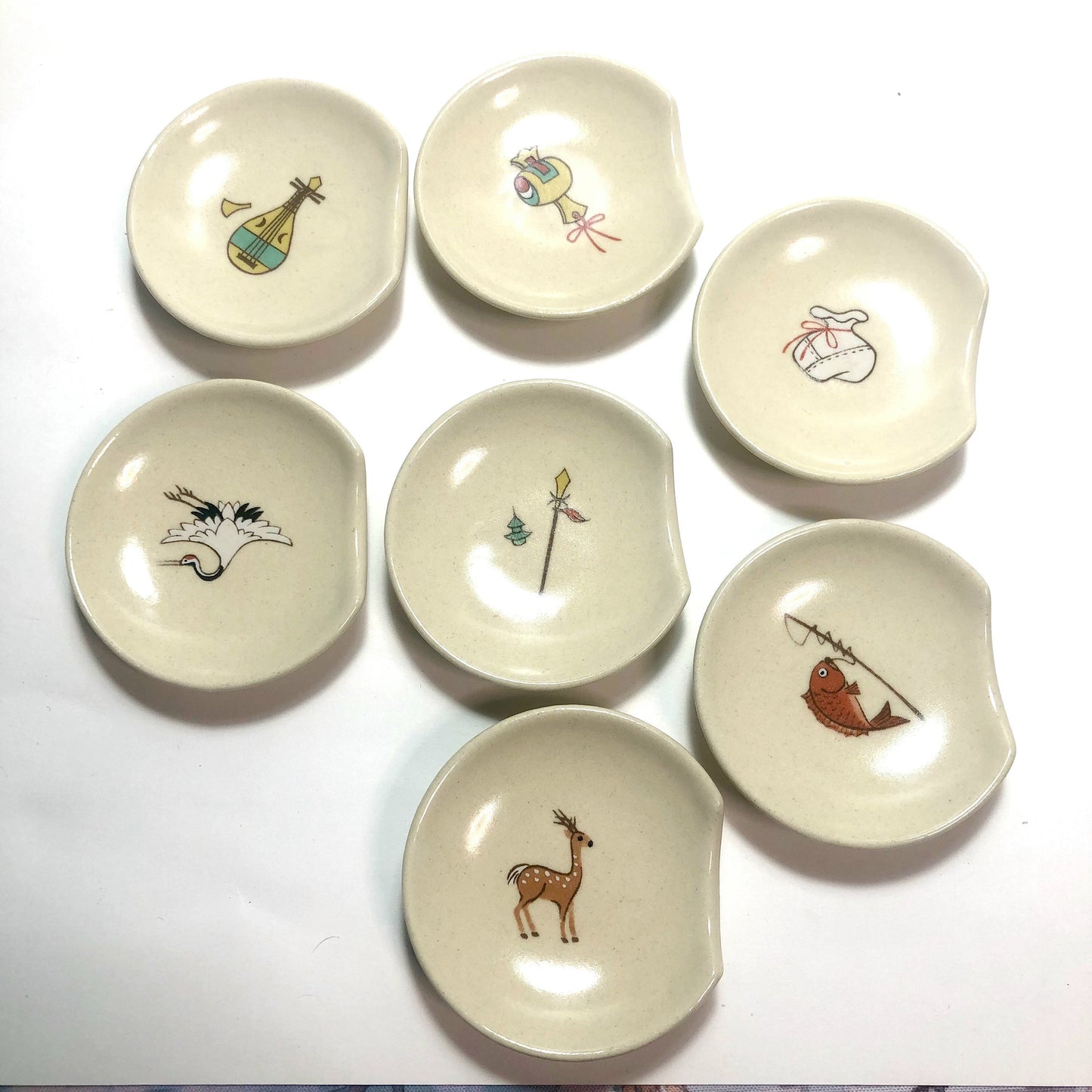 Miniature Japanese plates - seven gods of luck (set of 7)