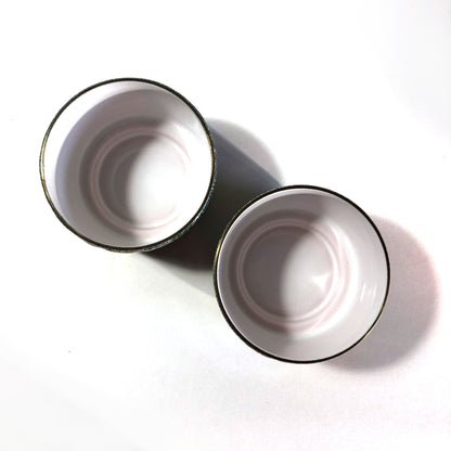 Japanese enameled sake cups - set of 2 - teal and gold cloisonne by Tutanka