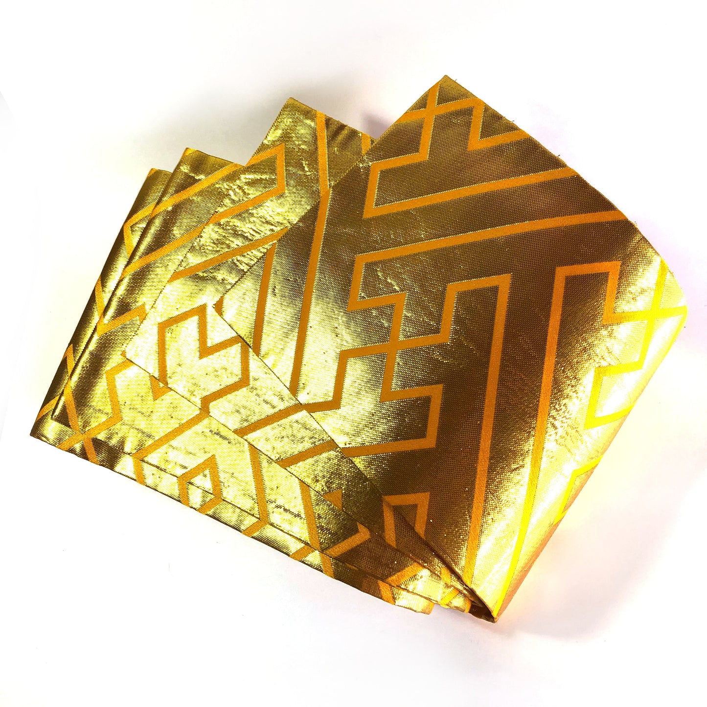 Unique hanhaba obi - golden and yellow geometric sun pattern