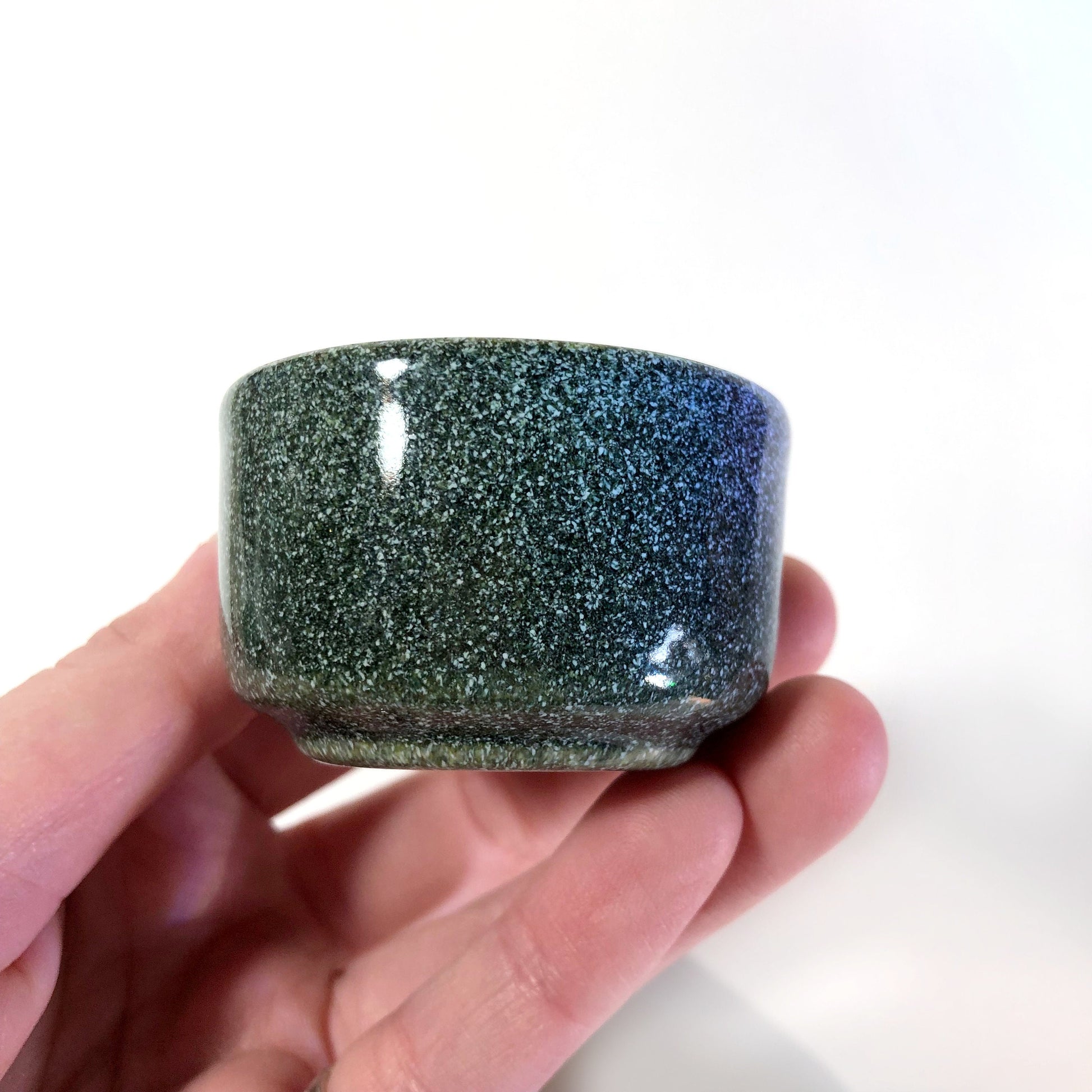 Japanese enameled sake cups - set of 2 - teal and gold cloisonne by Tutanka