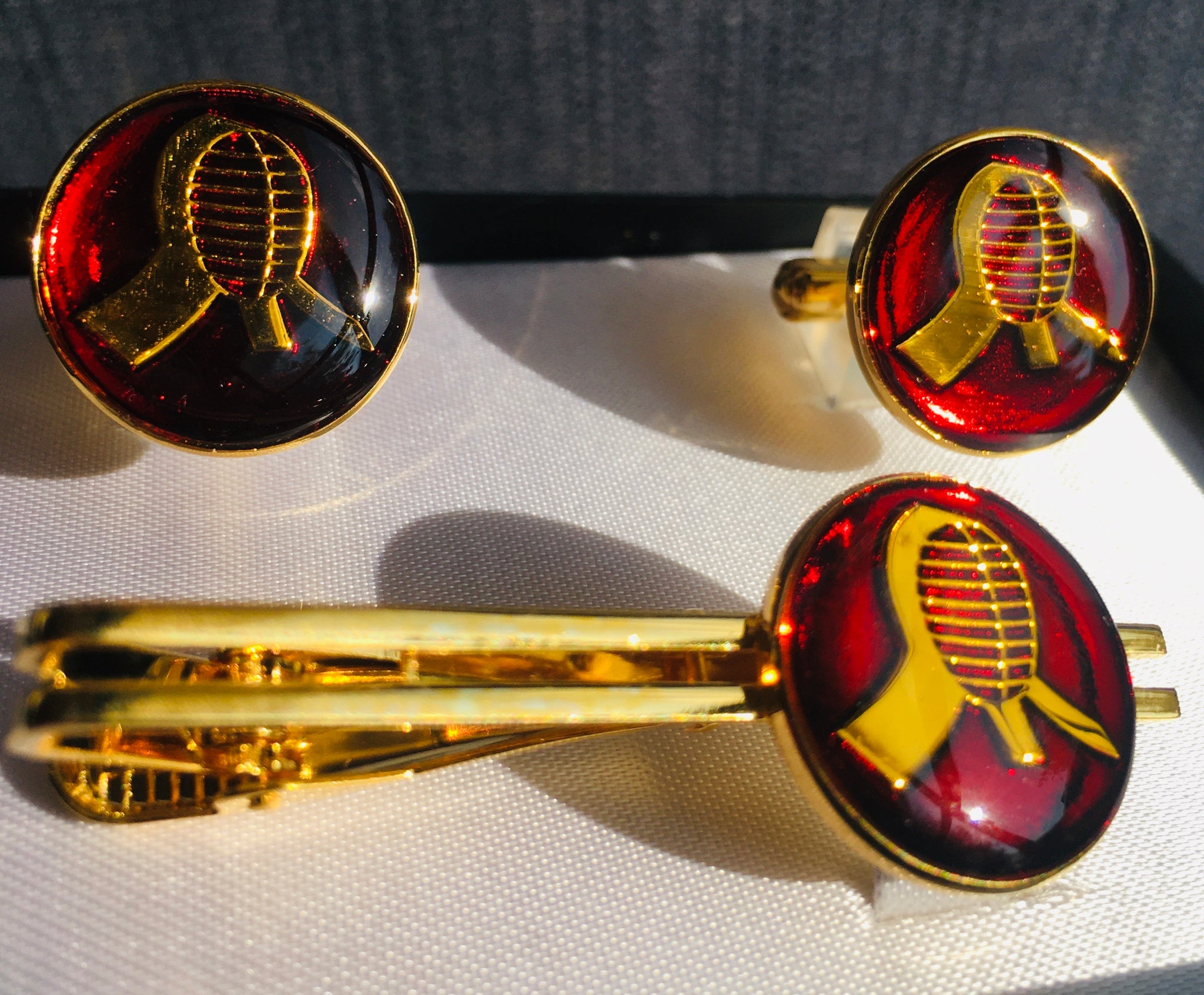 Kendō Cufflinks and Tie Clip Set
