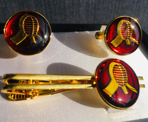 Kendō Cufflinks and Tie Clip Set