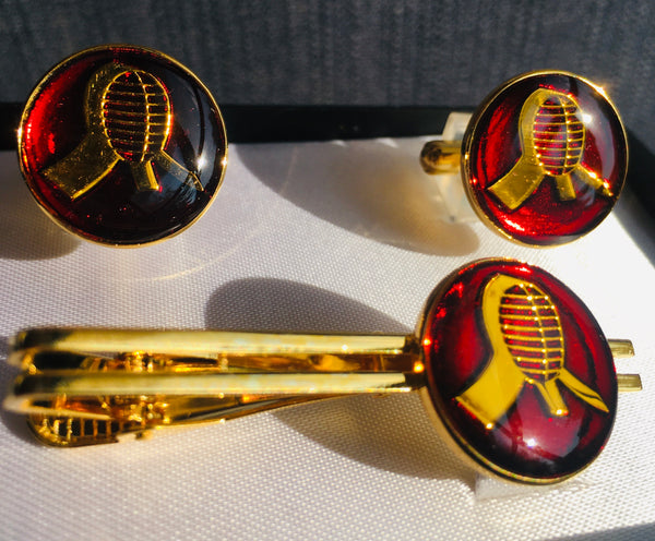 Kendō Cufflinks and Tie Clip Set