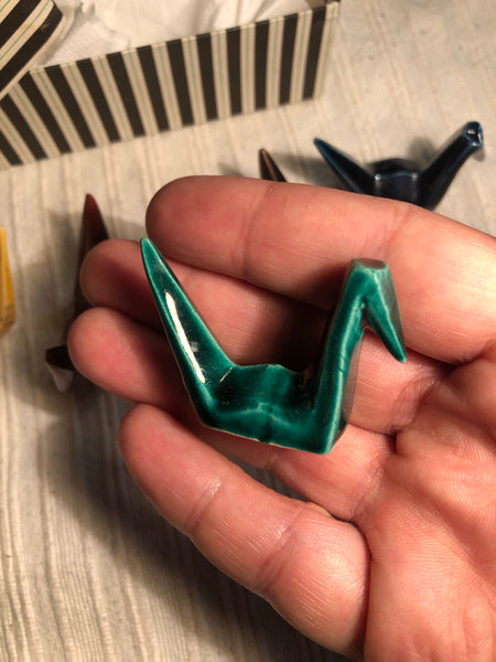 Chopstick rests: set of 5 cranes (2 chipped)