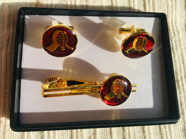Kendō Cufflinks and Tie Clip Set