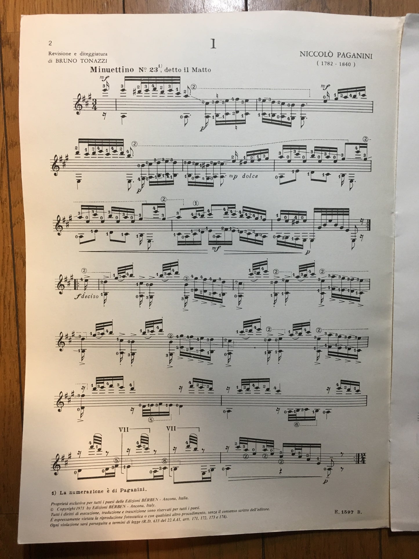 Three compositions by N. Paganini (for guitar)