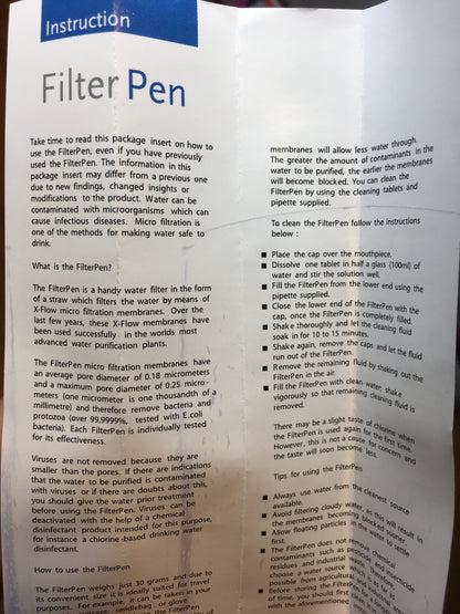 Filter (purification) pen