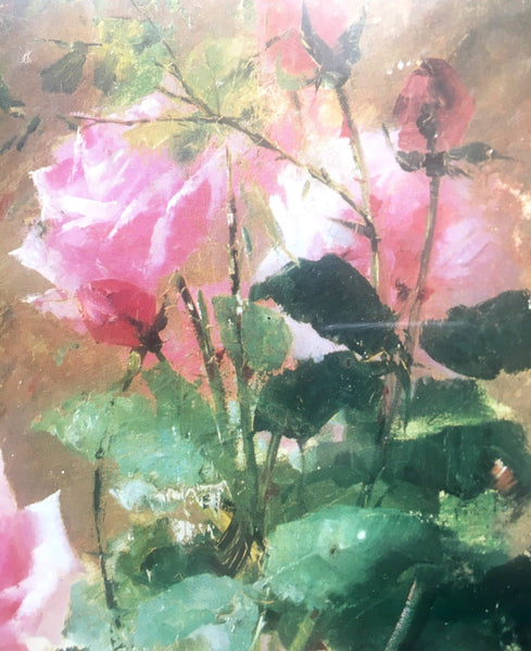 Still Life Of Roses In A Glass Vase Wood Print Frans Mortelmans
