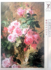 Still Life Of Roses In A Glass Vase Wood Print Frans Mortelmans